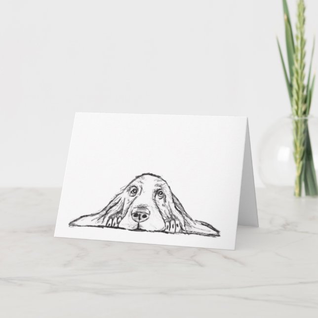 Tarjeta cachorro de ojos de perro de raza basset hound neg (Anverso)