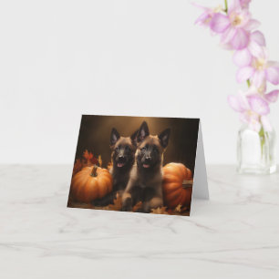 Tarjeta Cachorro de Pastor Belga Delicia de Otoño Calabaza