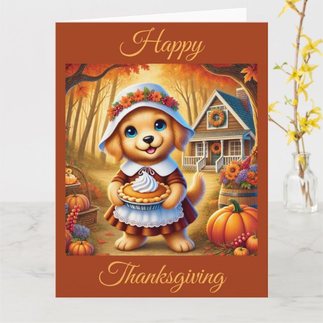 Tarjeta Cachorro de peregrino con crema de calabaza en Acc (flor amarilla)