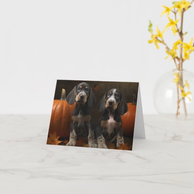 Tarjeta Cachorro de sabueso coonhound de garrapata azul Ca (flor amarilla)