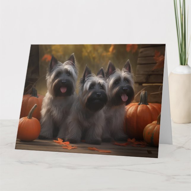Tarjeta Cachorro de Skye Terrier Otoño Delicia Calabaza  (Anverso)