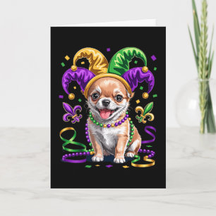 Tarjeta Cachorro divertido de Chihuahua Mardi Gras Amantes