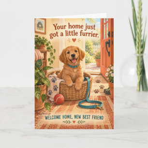 Tarjeta Cachorro Dulce Un Poco Más Peludo Bienvenido Perro