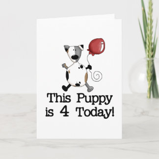 Tarjeta Cachorro es 4 camisetas de cumpleaños y regalos