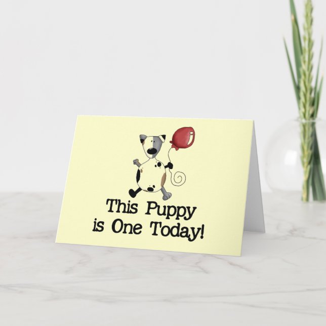 Tarjeta Cachorro es camisetas de un cumpleaños y regalos (Anverso)