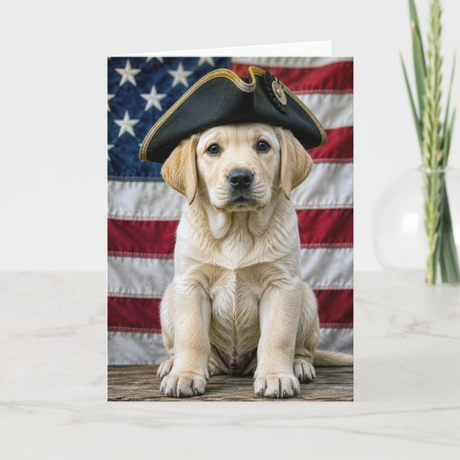 Tarjeta cachorro labrador del 4 de julio  (Anverso)
