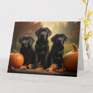 Tarjeta Cachorro Labrador Otoño Delicia Calabaza