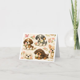 Tarjeta Cachorro Lindo Floral Mariposa – Arte Caprichoso d