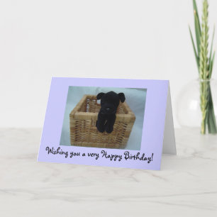 Tarjeta Cachorro Negro En Una Cesta