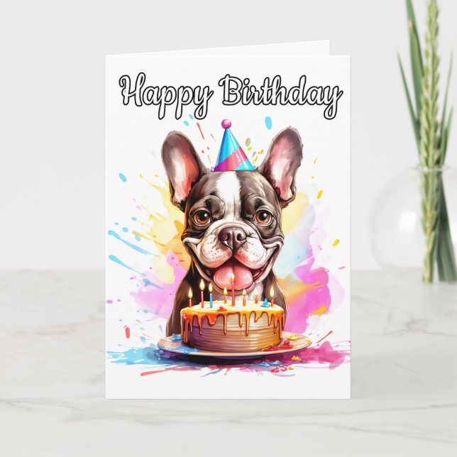 Tarjeta Cachorro Pequeño Juguetón Feliz Cumpleaños (Anverso)