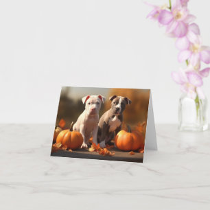 Tarjeta Cachorro Pitbull Delicia de Otoño Calabaza 