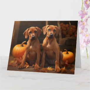 Tarjeta Cachorro Rhodesian Ridgeback Otoño Delicia Calabaz