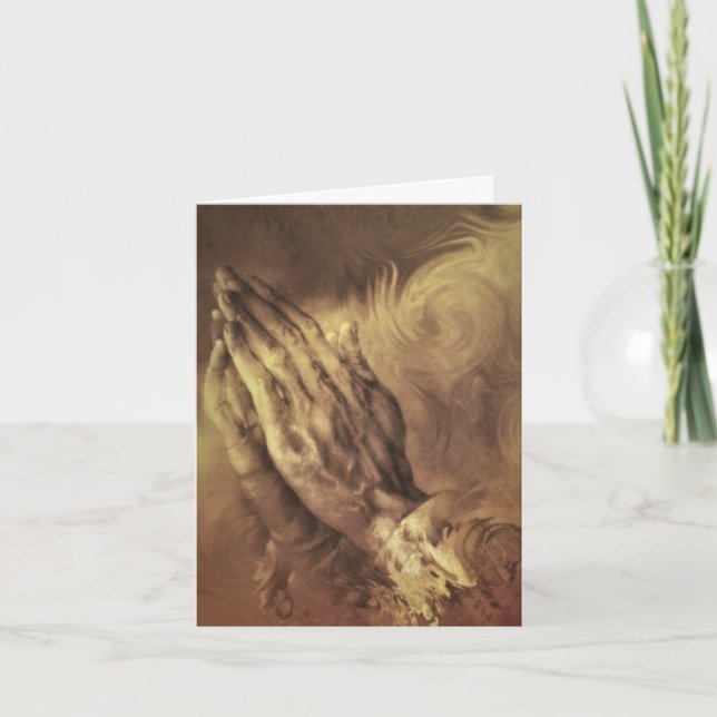 Tarjeta cachorro rojo "manos rezando" (Anverso)