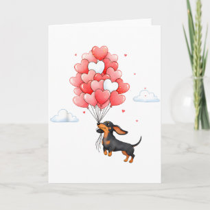 Tarjeta Cachorro salchicha adorable de San Valentín globo 