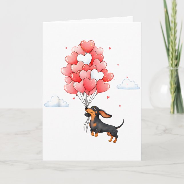 Tarjeta Cachorro salchicha adorable de San Valentín globo  (Anverso)