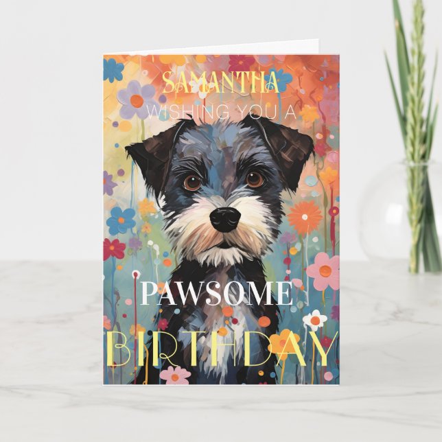 Tarjeta Cachorro Súper Adorable Feliz Cumpleaños (Anverso)