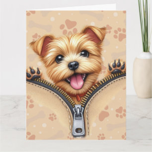 Tarjeta Cachorro Terrier En El Bolsillo Del Zipper