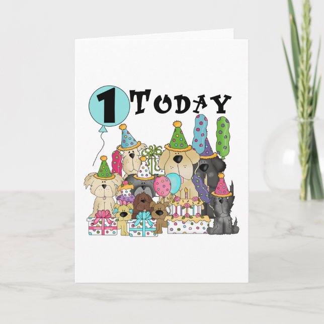 Tarjeta Cachorros Camisetas de Bash de cumpleaños y regalo (Anverso)