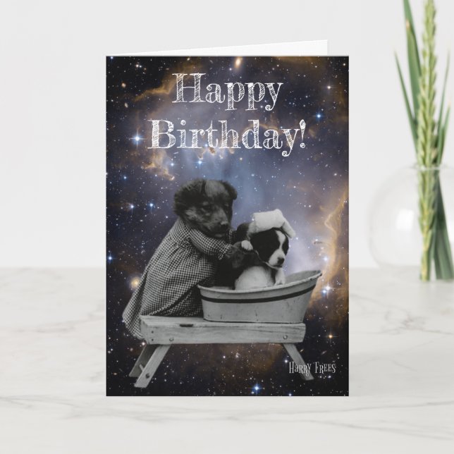 Tarjeta Cachorros de época en el baño (Anverso)