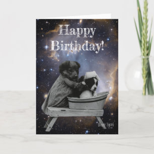 Tarjeta Cachorros de época en el baño