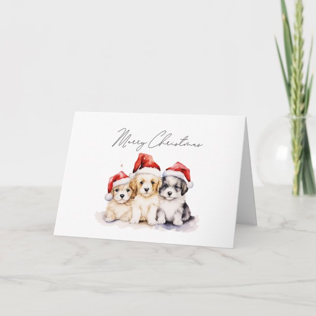 Tarjeta Cachorros de Navidades superadorables (Anverso)