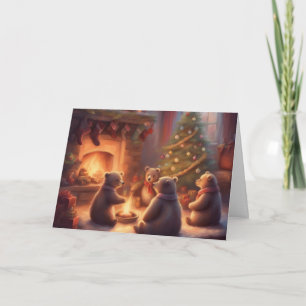 Tarjeta Cachorros de oso de cuento de hadas sentados junto