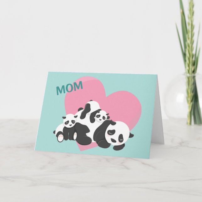 Tarjeta Cachorros de oso panda lindos día de la madre (Anverso)