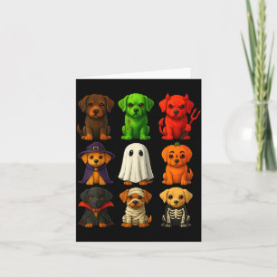 Tarjeta Cachorros labradores negros de Halloween disfrazad