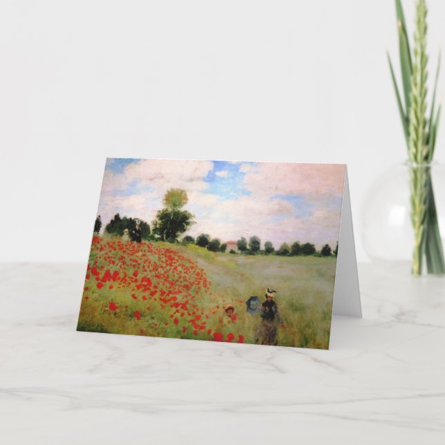 Tarjeta Cachorros rojos de Monet - Parasol de campo de ado (Anverso)