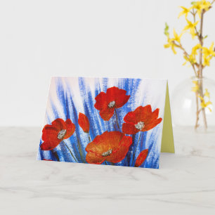 Tarjeta Cachorros rojos en la hierba azul