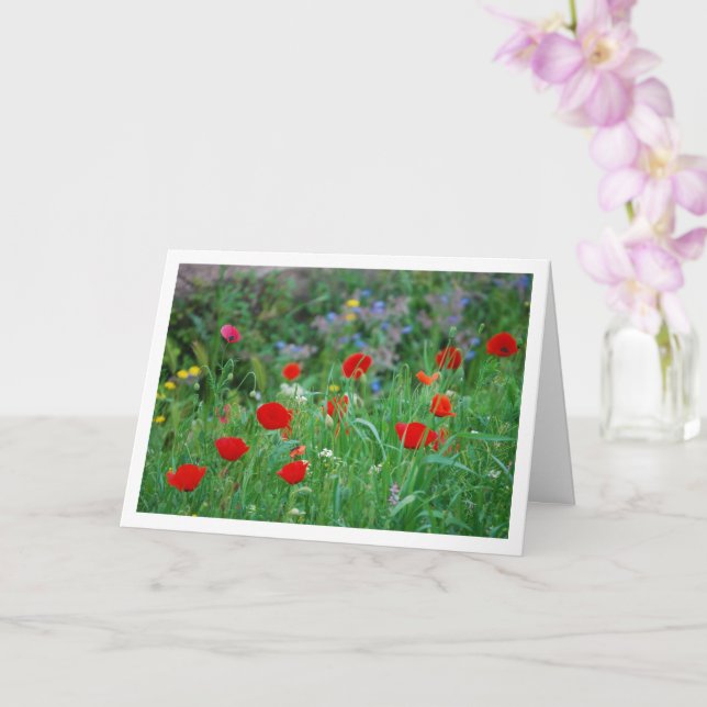 Tarjeta Cachorros rojos y flores silvestres (Orquídea)