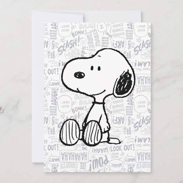 Tarjeta CACHORROS | Snoopy en Cómics de Blanco y Negro (Anverso)
