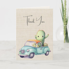Tarjeta Cacti acuarela en camión retro