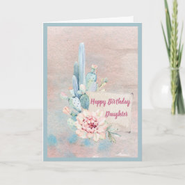Tarjeta Cactus acuarela feliz cumpleaños de la hija