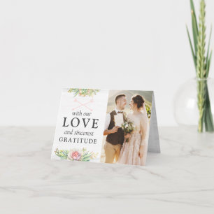 Tarjeta Cactus Agradecimiento de Boda en Acuarela Rústica 