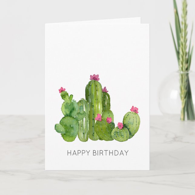 Tarjeta Cactus Art FELIZ CUMPLEAÑOS PARA USTEDES Flores de (Anverso)