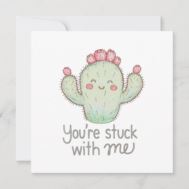 Tarjeta Cactus Atrapado Contigo  (Anverso)