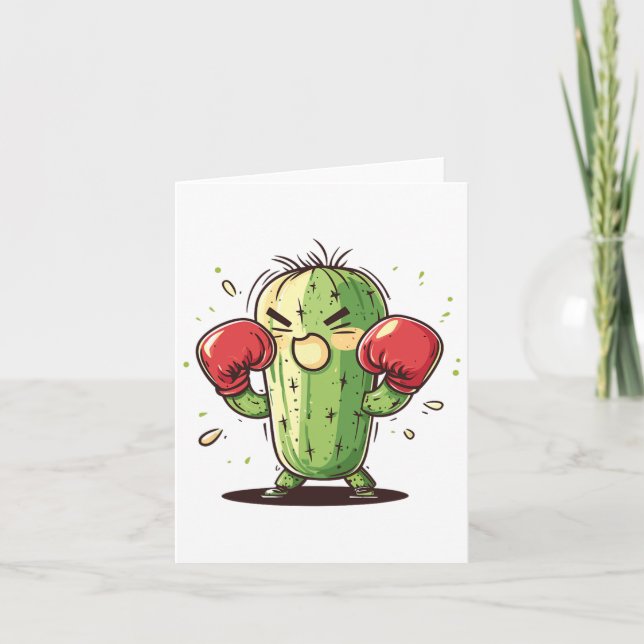 Tarjeta Cactus Boxer Funny Ly Punch (Anverso)