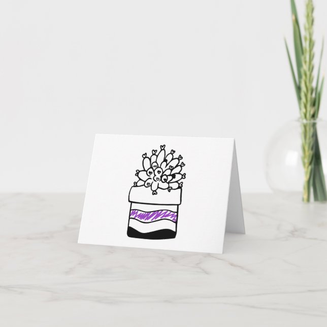 Tarjeta Cactus Cacti con cubo morado BLANK (Anverso)