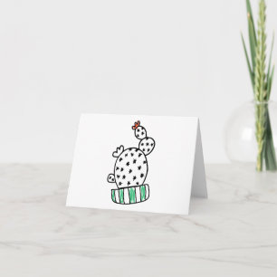 Tarjeta Cactus, Cacti, Planta con BLANCO de maceta verde/b