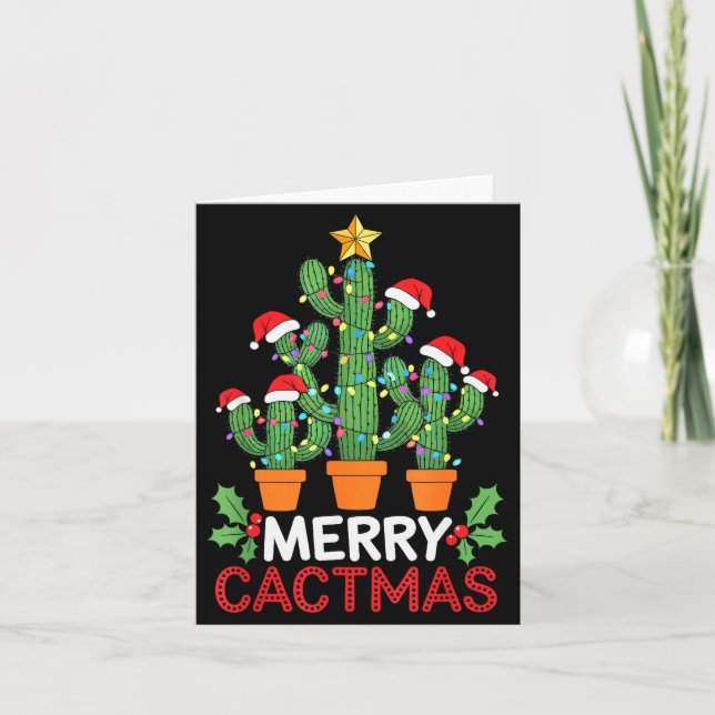 Tarjeta Cactus Christmas Tree Funny Merry Cactmas Cactus M (Anverso)