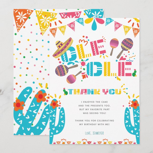 Tarjeta Cactus de agradecimiento mexicano (Anverso / Reverso)