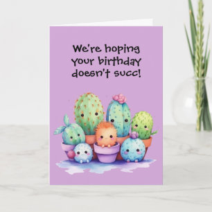 Tarjeta Cactus de cumpleaños con acuarela de grupo