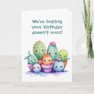 Tarjeta Cactus de cumpleaños de acuarela de grupo