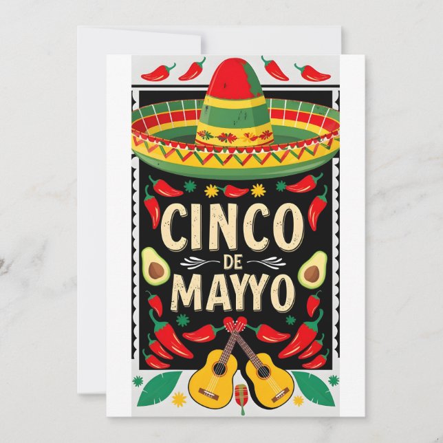 Tarjeta Cactus de Fiesta Mexicana (Anverso)