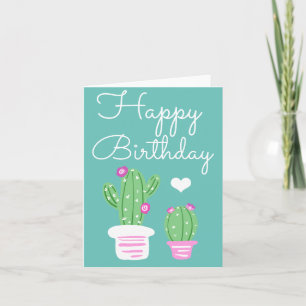 Tarjeta Cactus de floración rosada suave cumpleaños