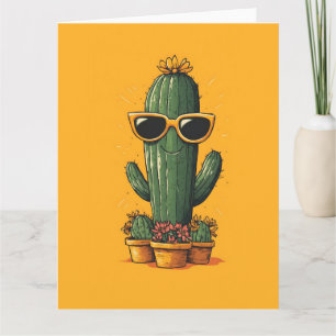 Tarjeta Cactus de Guay con gafas de sol y flores