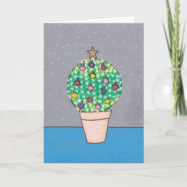 Tarjeta Cactus de Navidades redondos, gordos, personalizad (Anverso)