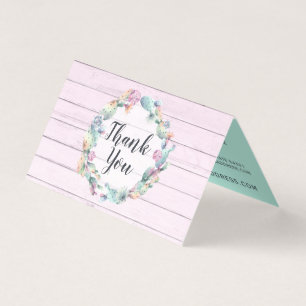 Tarjeta Cactus de Suculentas en Acuarela Agradecimiento de