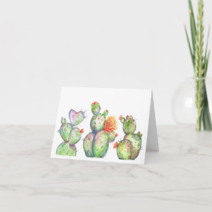 Tarjeta Cactus del desierto floreciendo a la acuarela